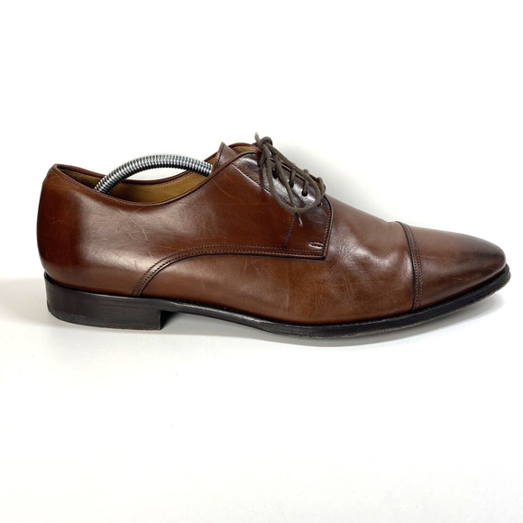 SUITSUPPLY Cognac Brown Leather Men Captoe Oxford Dress Shoes US 11 /UK 10 EU 44 - Picture 1 of 7